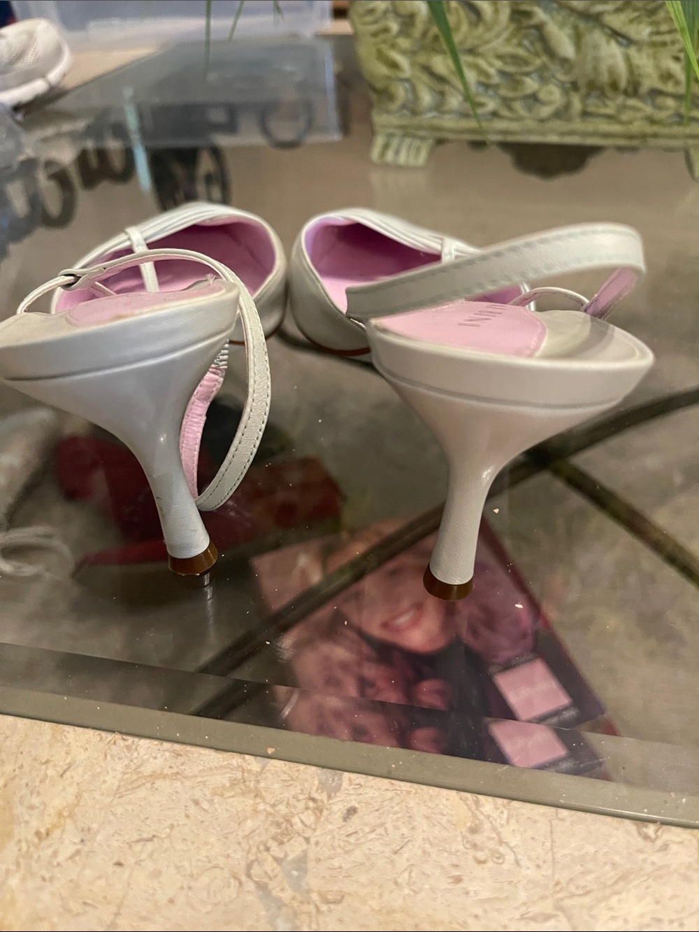 Gianni Bini Ivory Pointed-Toe Slingback Heels with Pink Insole - Picture 4 of 6
